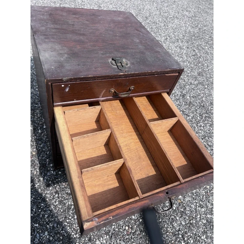 Antique Wooden Tabletop Cabinet Drawer Jewelry Collector Apothecary Victorian